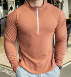 Mens Athletic Training 91% polyester 9%spandex Quarter Zip Shirt P143 print logo 27