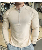 Mens Athletic Training 91% polyester 9%spandex Quarter Zip Shirt P143 print logo 3