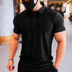 Mens Gym Workout 90% Polyester 10% Spandex Polo Shirt P34 print logo 5
