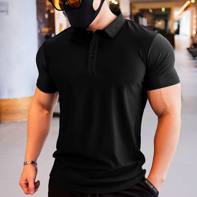 Mens Gym Workout 90% Polyester 10% Spandex Polo Shirt P34 print logo 5