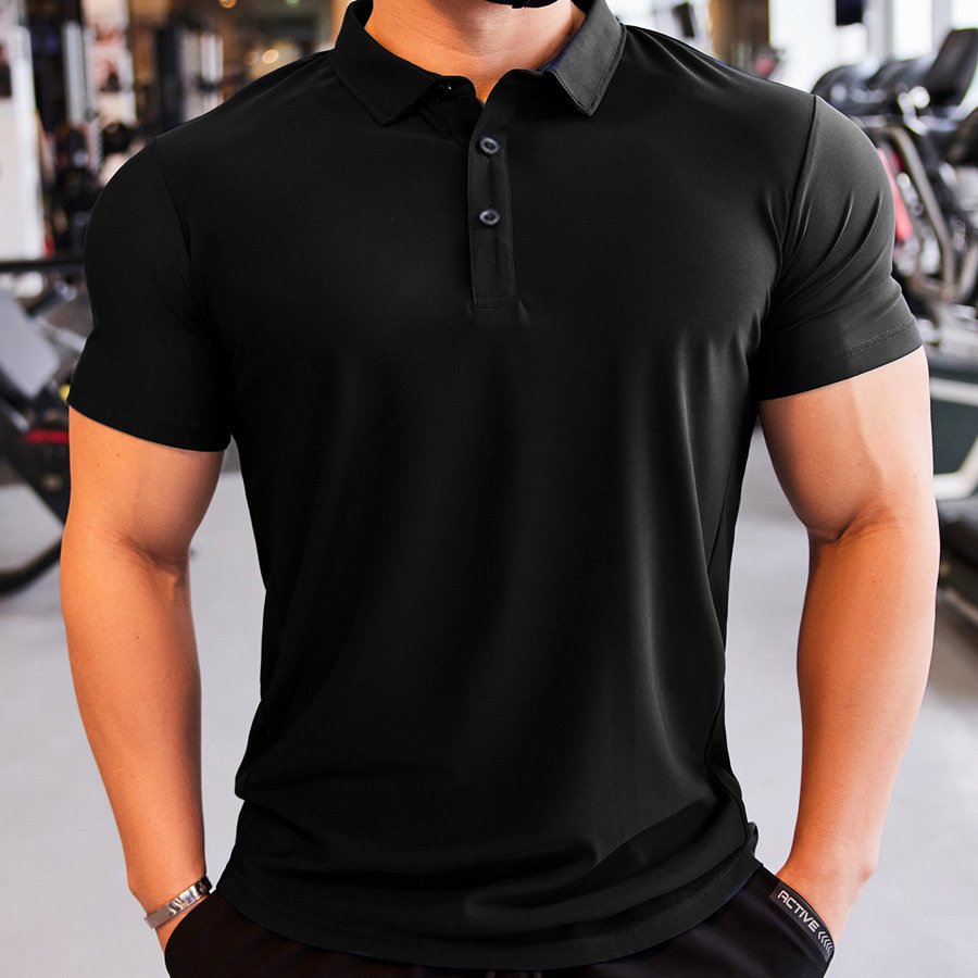 Mens Gym Workout 90% Polyester 10% Spandex Polo Shirt P34 print logo 19