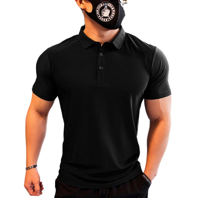 Mens Gym Workout 90% Polyester 10% Spandex Polo Shirt P34 print logo 9