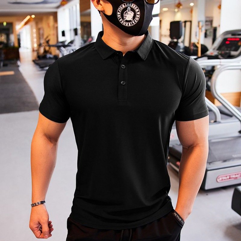 Mens Gym Workout 90% Polyester 10% Spandex Polo Shirt P34 print logo 1