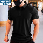 Mens Gym Workout 90% Polyester 10% Spandex Polo Shirt P34 print logo 15