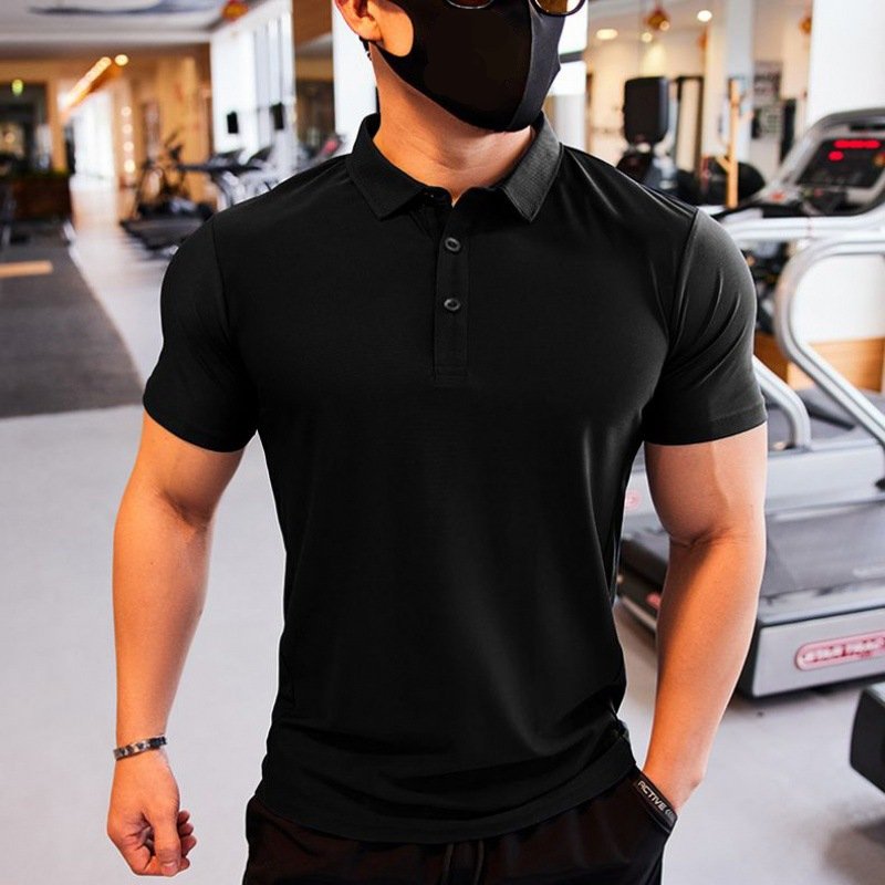Mens Gym Workout 90% Polyester 10% Spandex Polo Shirt P34 print logo 11