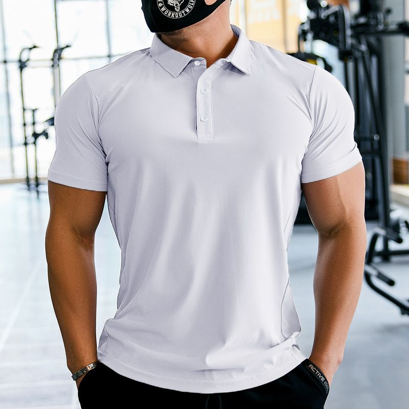 Mens Gym Workout 90% Polyester 10% Spandex Polo Shirt P34 print logo 7
