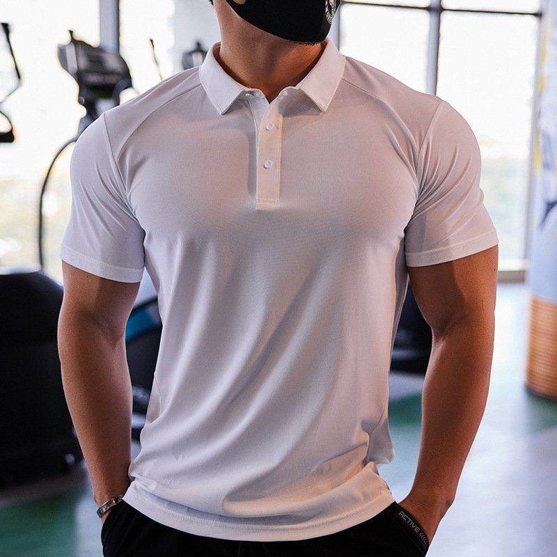 Mens Gym Workout 90% Polyester 10% Spandex Polo Shirt P34 print logo 17