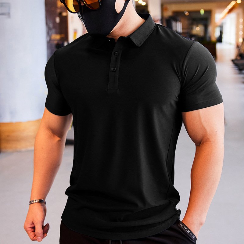 Mens Gym Workout 90% Polyester 10% Spandex Polo Shirt P34 print logo 18