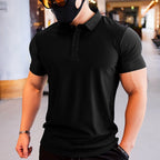 Mens Gym Workout 90% Polyester 10% Spandex Polo Shirt P34 print logo 18