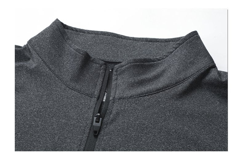 Mens Gym Training Spandex Polyester Quarter Zip Shirt P37 print logo 19