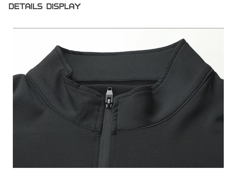Mens Long Sleeve Sports Fitness Spandex Polyester Quarter Zip Shirt P37 print logo 20