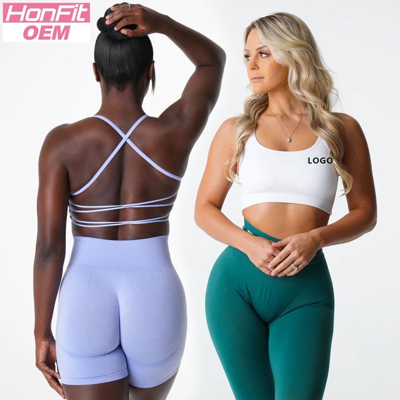 Womens Workout Training 75%Nylon 25%Spandex Sports Bra Q043 print logo 29