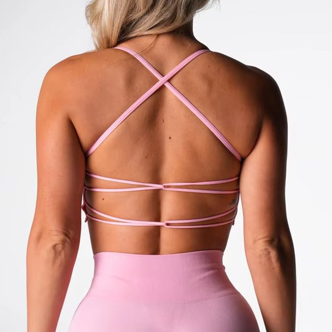 Womens Workout Training 75%Nylon 25%Spandex Sports Bra Q043 print logo 7