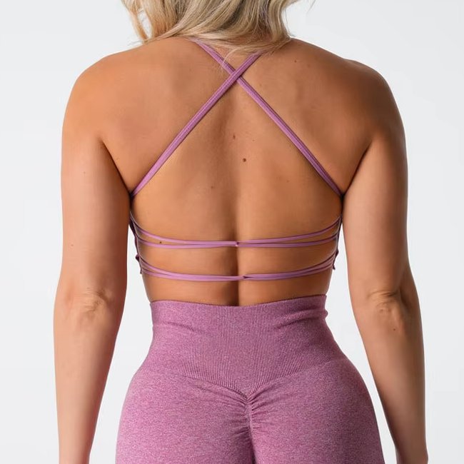 Womens Workout Training 75%Nylon 25%Spandex Sports Bra Q043 print logo 11