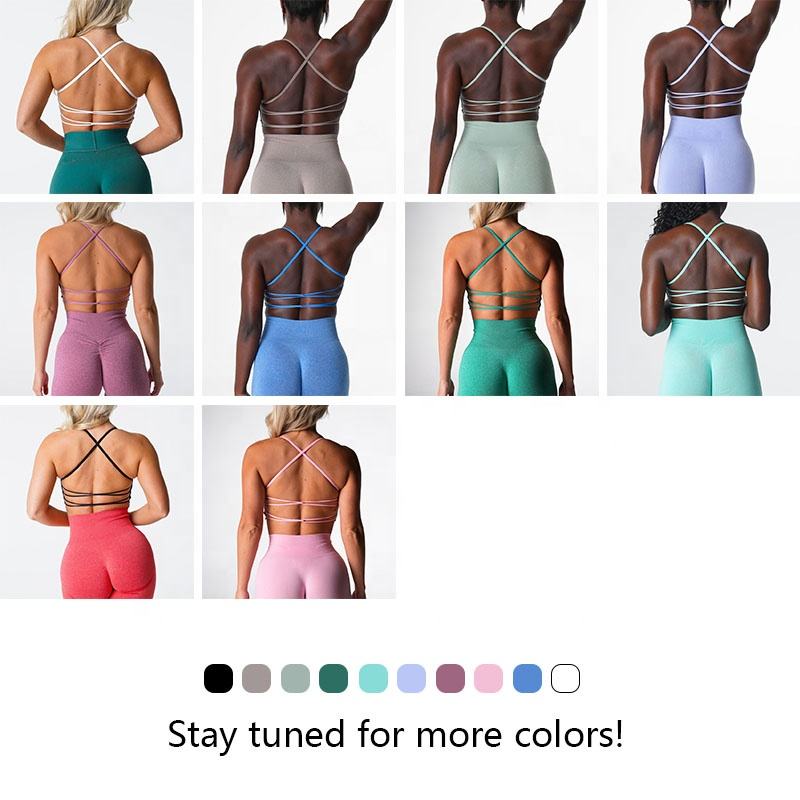 Womens Workout Training 75%Nylon 25%Spandex Sports Bra Q043 print logo 15