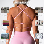 Womens Workout Training 75%Nylon 25%Spandex Sports Bra Q043 print logo 16