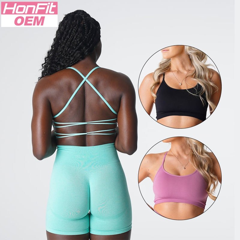 Womens Workout Training 75%Nylon 25%Spandex Sports Bra Q043 print logo 28