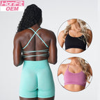 Womens Workout Training 75%Nylon 25%Spandex Sports Bra Q043 print logo 28