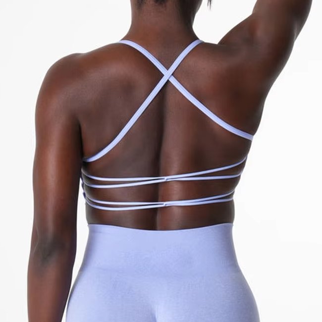 Womens Workout Training 75%Nylon 25%Spandex Sports Bra Q043 print logo 4