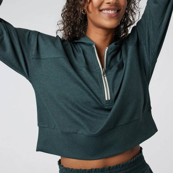 Womens Casual Workout 81.5%Cotton15%Polyester 3.5%Spandex QS24121C Half zip Hoodie print logo 2