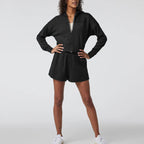Womens Casual Workout 81.5%Cotton15%Polyester 3.5%Spandex Hoodie Shorts Set QS24121C print logo 17