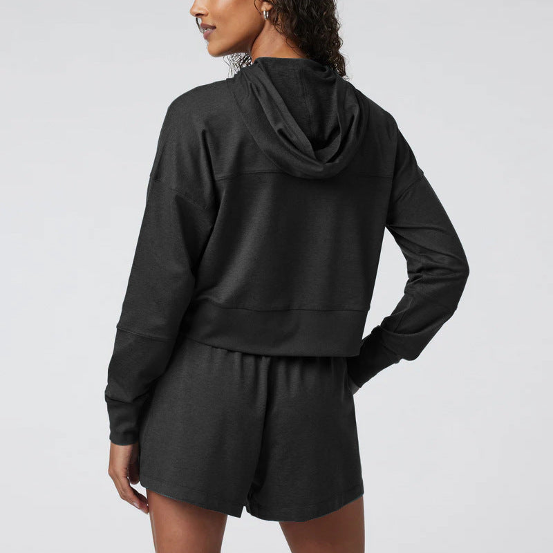 Womens Casual Workout 81.5%Cotton15%Polyester 3.5%Spandex QS24121C Half zip Hoodie print logo 16