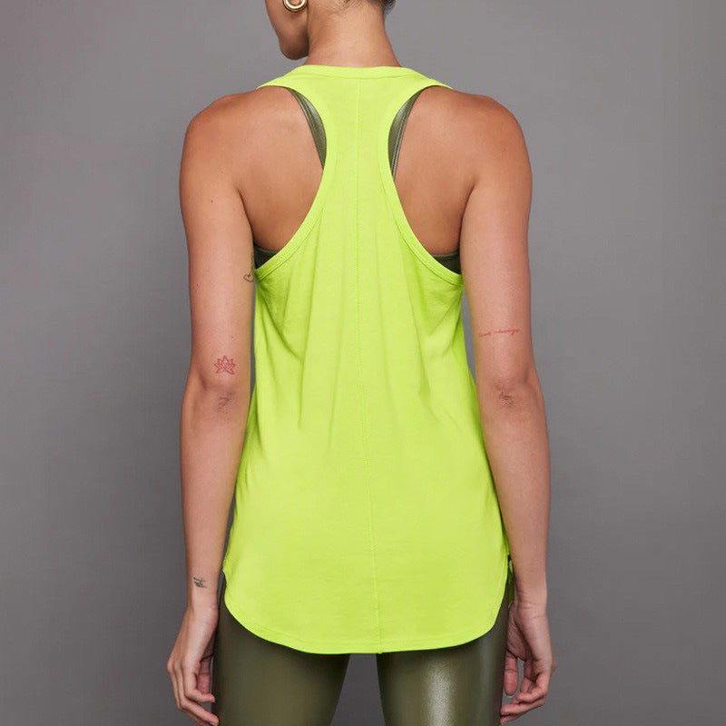Womens Sports Fitness 95%Rayon 5%Spande Tank Top QS24231C