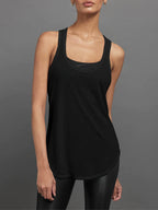 Womens Sports Fitness 95%Rayon 5%Spande Tank Top QS24231C