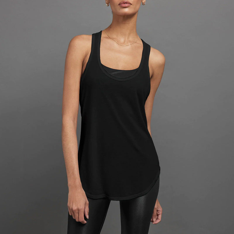 Womens Sports Fitness 95%Rayon 5%Spande Tank Top QS24231C