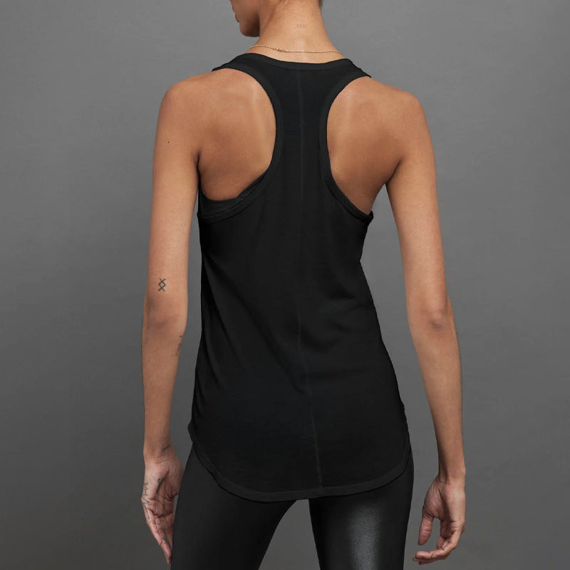 Womens Sports Fitness 95%Rayon 5%Spande Tank Top QS24231C