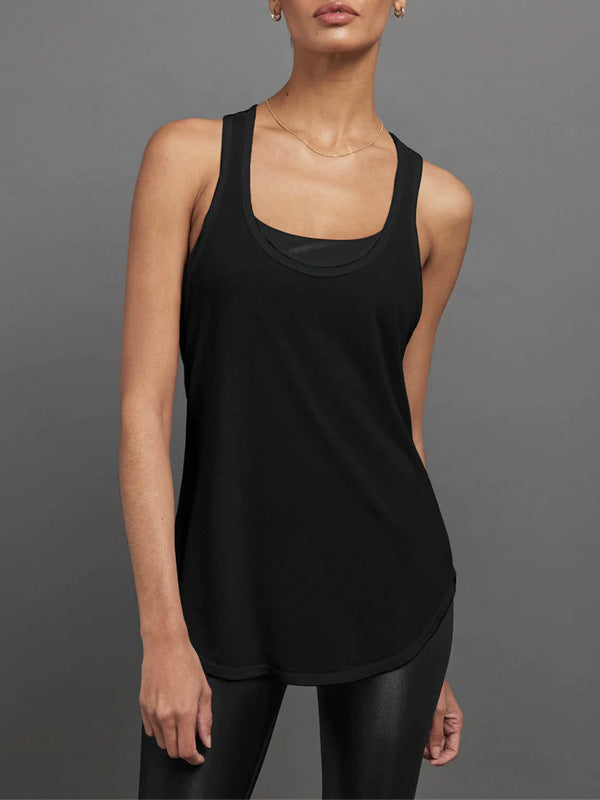 Womens Sports Fitness 95%Rayon 5%Spande Tank Top QS24231C
