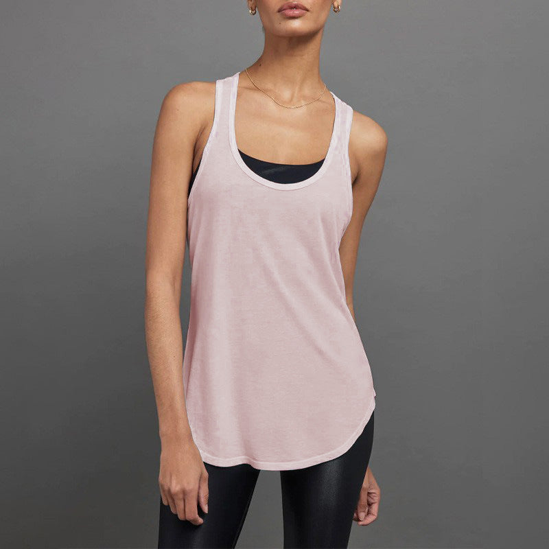 Womens Sports Fitness 95%Rayon 5%Spande Tank Top QS24231C