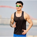 Custom 80GSM 100%polyester Lightweight Men's Running Singlet R24 print logo 13