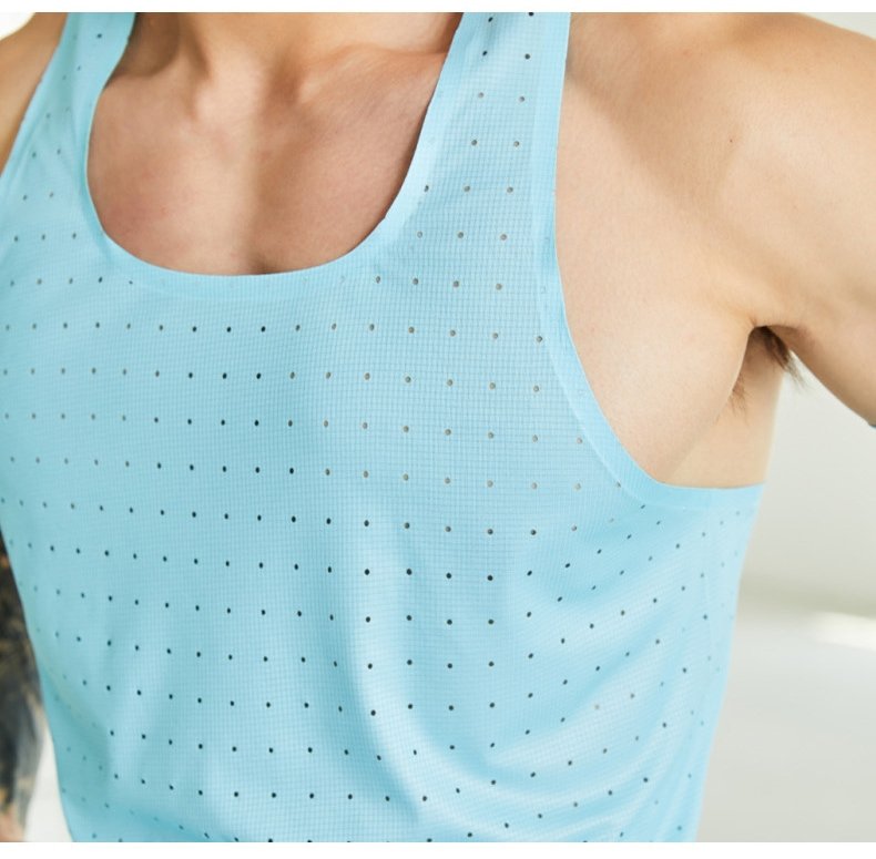 Custom 80GSM 100%polyester Lightweight Men's Running Singlet R24 print logo 9