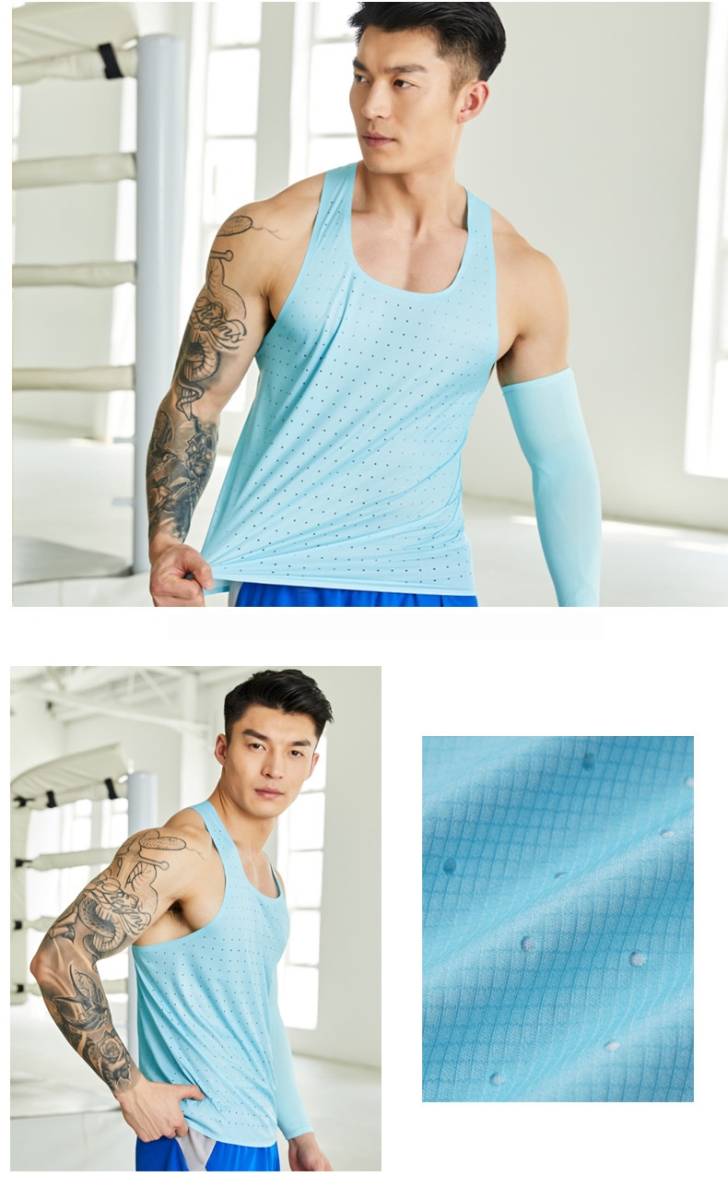 Custom 80GSM 100%polyester Lightweight Men's Running Singlet R24 print logo 6