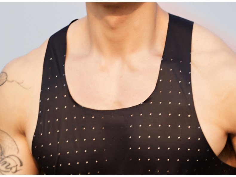 Custom 80GSM 100%polyester Lightweight Men's Running Singlet R24 print logo 14