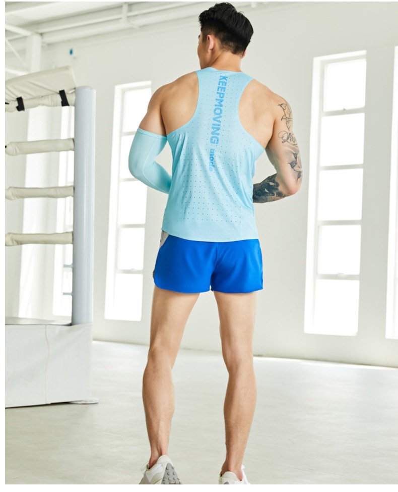 Custom 80GSM 100%polyester Lightweight Men's Running Singlet R24 print logo 12