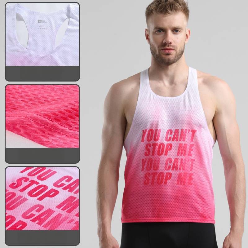 Custom 90%polyester 10%spandex Men's Running Singlet R26 print logo 4