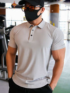 Mens Golf Sportswear 87%Nylon 13%Spandex Polo Shirt R319 print logo 6