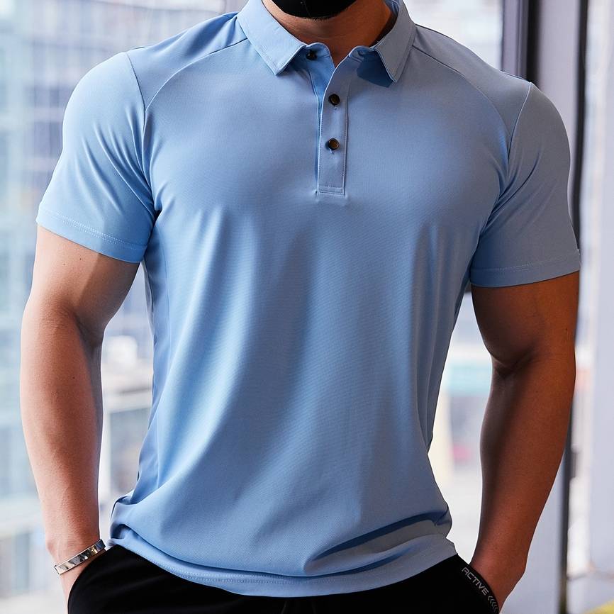 Mens Golf Sportswear 87%Nylon 13%Spandex Polo Shirt R319 print logo 14