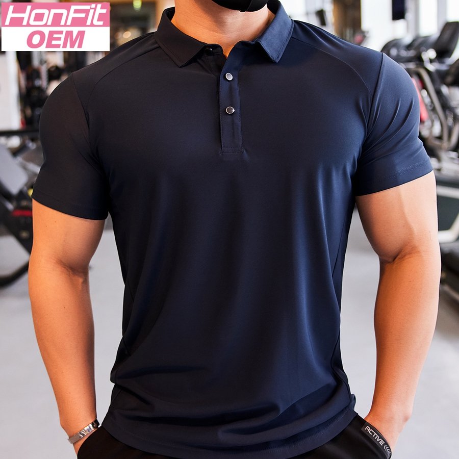 Mens Golf Sportswear 87%Nylon 13%Spandex Polo Shirt R319 print logo 15