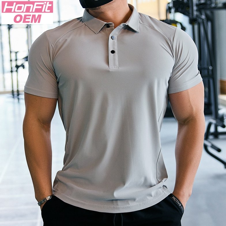 Mens Golf Sportswear 87%Nylon 13%Spandex Polo Shirt R319 print logo 16