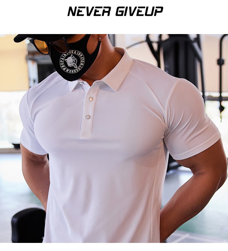 Mens Golf Sportswear 87%Nylon 13%Spandex Polo Shirt R319 print logo 28