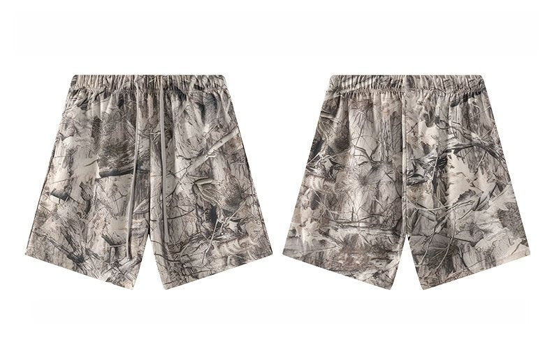 Mens Oversized 59.5%Cotton 40.5%Polyester Tshirt Shorts Set S2608+K2605 - shorts print logo 6