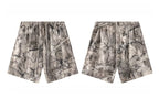 Mens Oversized 59.5%Cotton 40.5%Polyester Tshirt Shorts Set S2608+K2605 - shorts print logo 6