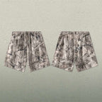 Mens Oversized 59.5%Cotton 40.5%Polyester Tshirt Shorts Set S2608+K2605 - shorts print logo 2