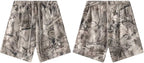 Mens Oversized 59.5%Cotton 40.5%Polyester Tshirt Shorts Set S2608+K2605 - tshirt print logo 7