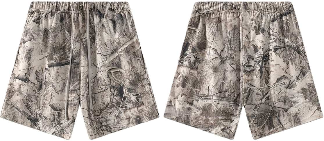 Mens Oversized 59.5%Cotton 40.5%Polyester Tshirt Shorts Set S2608+K2605 - shorts print logo 3
