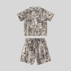 Mens Oversized 59.5%Cotton 40.5%Polyester Tshirt Shorts Set S2608+K2605 Set print logo 1