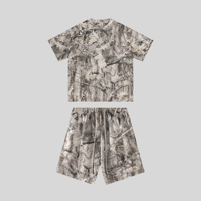 Mens Oversized 59.5%Cotton 40.5%Polyester Tshirt Shorts Set S2608+K2605 Set